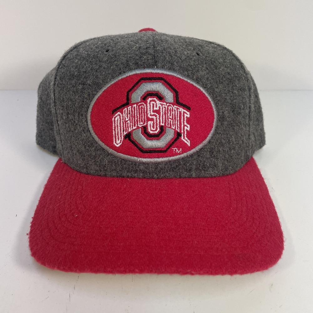 VTG Starter Ohio State Buckeyes Melton Wool Gray/Red Hook & Loop Hat Cap 90s